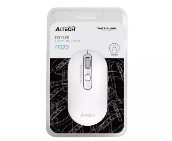 Мышь A4 Tech Fstyler FG20 белый (FG20 WHITE), Цвет: Белый/Серый