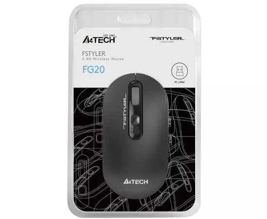 Мышь A4 Tech Fstyler FG20 серый (FG20 GREY), Цвет: Чёрный, фото 3