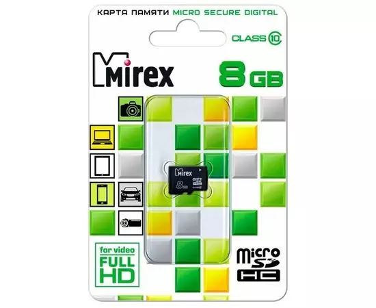 Карта памяти MicroSDHC 8GB Class 10 без адаптера (Mirex) (13612-MC10SD08)
