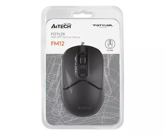 Мышь A4 Tech Fstyler FM12S USB, черный (FM12S  BLACK), Цвет: Чёрный, фото 4