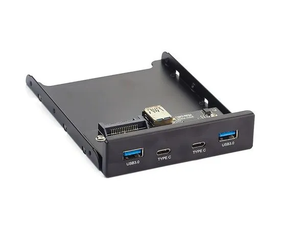 Панель лицевая U3H-619 в 3.5" отсек корпуса, 2*USB3.0 + 2*Type-C (ExeGate) (EX280448RUS)