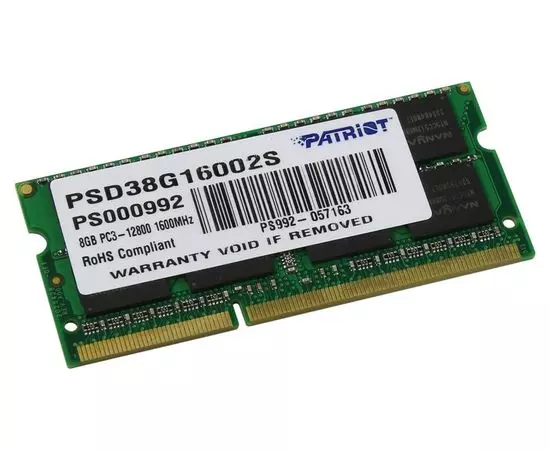 Оперативная память для ноутбука 8Gb DDR3-1600MHz (Patriot) (PSD38G16002S)