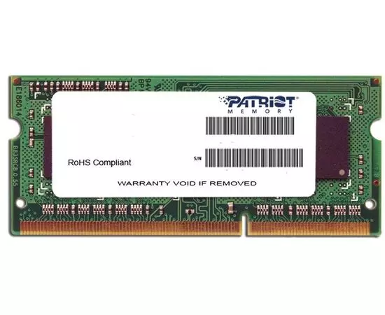 Оперативная память для ноутбука 4Gb DDR3-1600MHz (Patriot) (PSD34G160081S)
