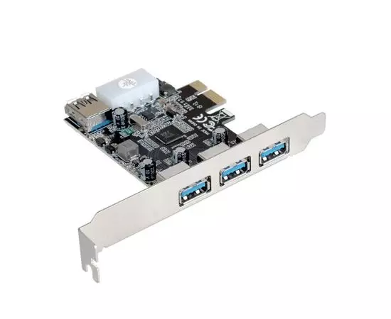 Плата расширения PCI-E x1 -> USB 3.0, 3 + 1 ports (ExeGate, EXE-367) (EX283720RUS)