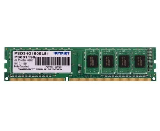 Оперативная память PATRIOT 4Gb DDR3L-1600MHz (PSD34G1600L81), фото 2