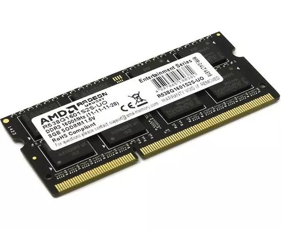 Оперативная память для ноутбука 8Gb DDR3-1600MHz (AMD, Retail) (R538G1601S2S-U)