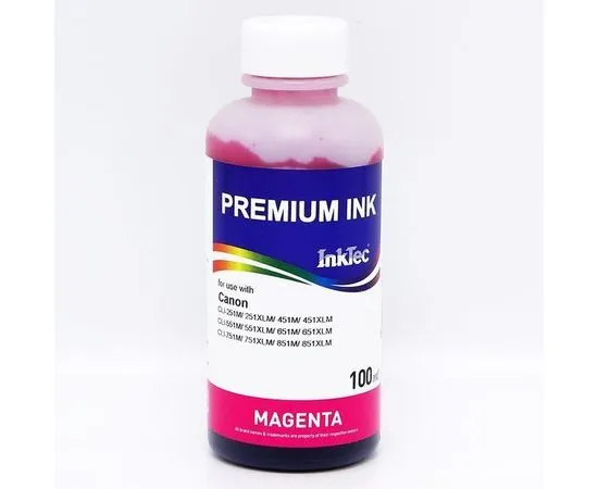 Чернила Canon CLI-251BK/451BK/551BK/651BK/751BK (пурпурные, Magenta) 100 мл, InkTec (C5051-100MM)