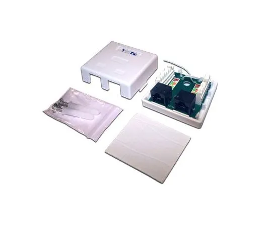 Розетка настенная 2xRJ-45 (8P8C) Cat. 5e UTP, двойная (LANMASTER) (TWT-SM2-4545-WH)