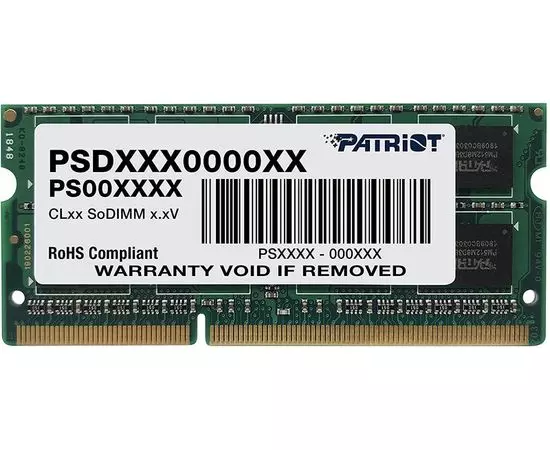 Оперативная память для ноутбука 4Gb DDR3-1333MHz (Patriot) (PSD34G13332S)