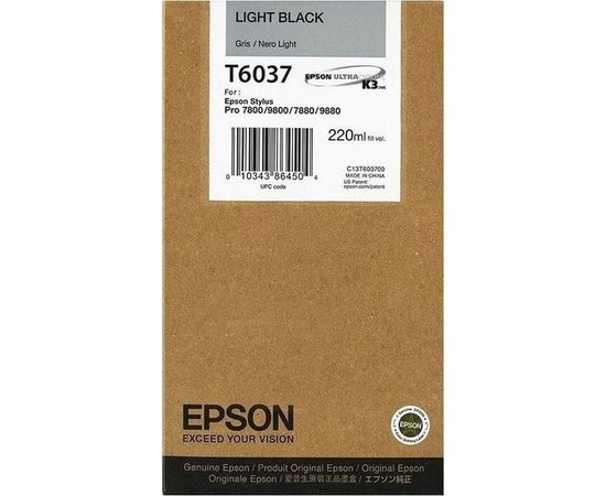 Картридж Epson StPro 7800/7880/9800/9880 light black, 220мл. (C13T603700)