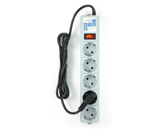 Сетевой фильтр 5 м. (Power Cube, 5 розеток) серый (SPG-B-15), фото 2