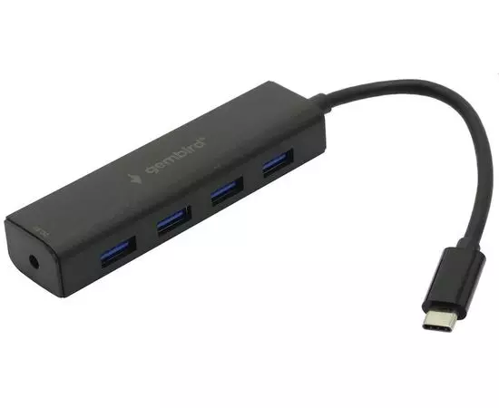 USB-разветвитель (хаб) USB Type-C -> USB3.0, 4 порта, Gembird, черный (UHB-C364)