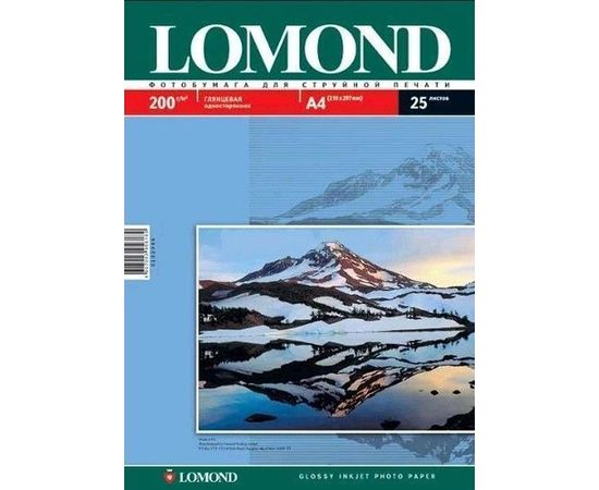Фотобумага A4 200г/м2, глянцевая, 25 листов (Lomond) (0102046)