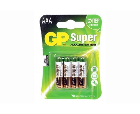 Батарейка (размер AAA, LR03) GP LR03 Super - упаковка 4шт, цена за 4шт (GP 24A-CR4)