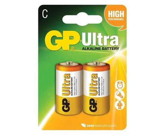 Батарейки Батарейка C (LR14) GP Ultra - 2шт в упаковке, цена за 2шт. (GP 14AU-CR2)