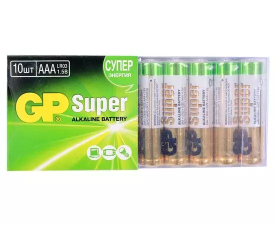 Батарейка (размер AAA, LR03) GP LR03 Super - упаковка 10шт, цена за 10шт (GP 24A-B10)