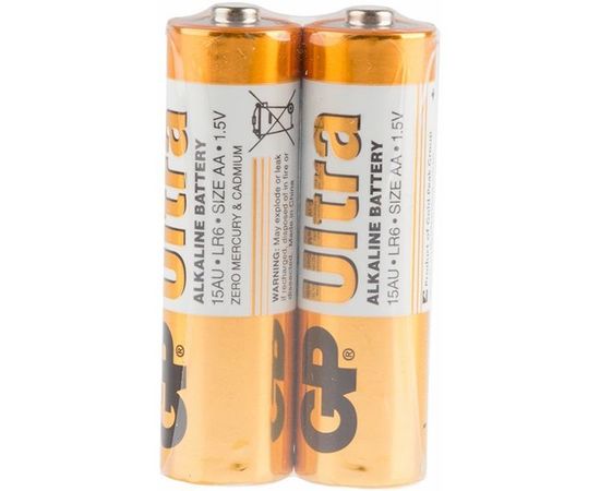 Батарейка (размер AA, LR6) GP LR6/2SH Ultra - упаковка 2шт, цена за 2шт, эконом.упаковка (GP 15AU-2S2)