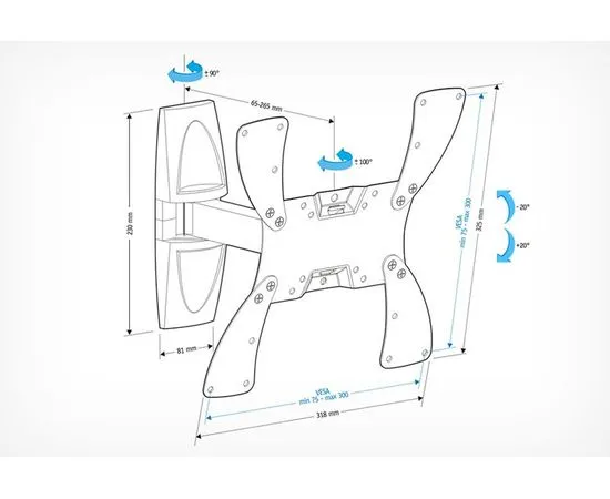 Кронштейн 19"-40" 3 ст. свободы, (Holder, LCDS-5020) черный, фото 2