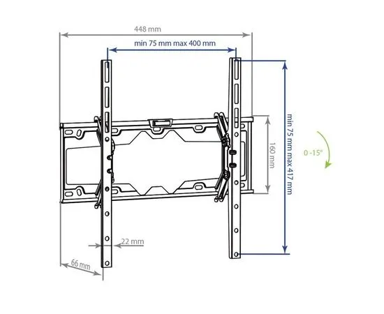 Кронштейн 26"-65" 1 ст. свободы, (Kromax, ELEMENT-4) черный (ELEMENT-4 black), фото 4