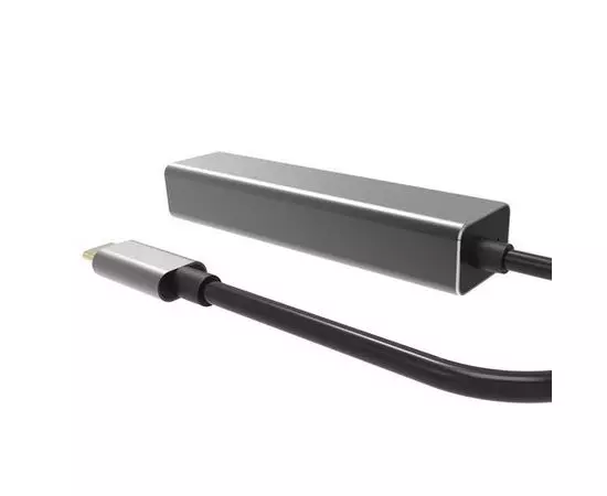 Сетевая карта (USB Type-C) 10/100/1000 Mbit + 3 порта USB 3.0, VCOM DH311A, темно серый, фото 2