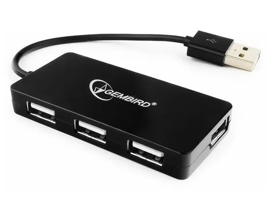 USB-разветвитель (хаб) USB2.0 -> USB2.0, 4 порта, Gembird UHB-U2P4-03, черный