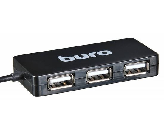 USB-разветвитель (хаб) USB2.0 -> USB2.0, 4 порта, Buro, черный (BU-HUB4-U2.0-SLIM)