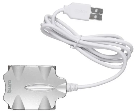 USB-разветвитель (хаб) USB2.0 -> USB2.0, 4 порта, Buro, серебристый (BU-HUB4-0.5-U2.0-CANDY), фото 2
