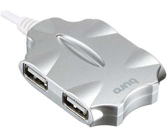 USB-разветвитель (хаб) USB2.0 -> USB2.0, 4 порта, Buro, серебристый (BU-HUB4-0.5-U2.0-CANDY)