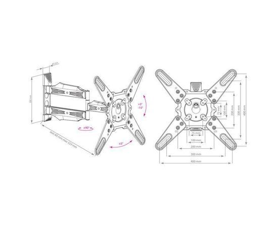 Кронштейн 22"-65" 4 ст. свободы, (Kromax, ATLANTIS-40) Grey (ATLANTIS-40 Grey), фото 3