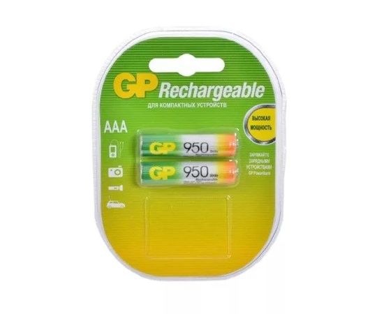 Аккумулятор (размер ААA, HR03) GP 950mAh - упаковка 2 шт, цена за 2шт (GP95AAAHC-2DECRC2)