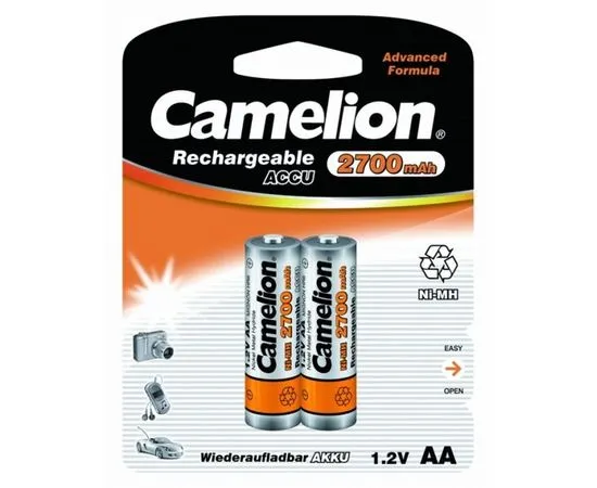 Аккумулятор (размер АА, HR6) Camelion 2700mAh - упаковка 2 шт, цена за 2шт (NH-AA2700BP2)