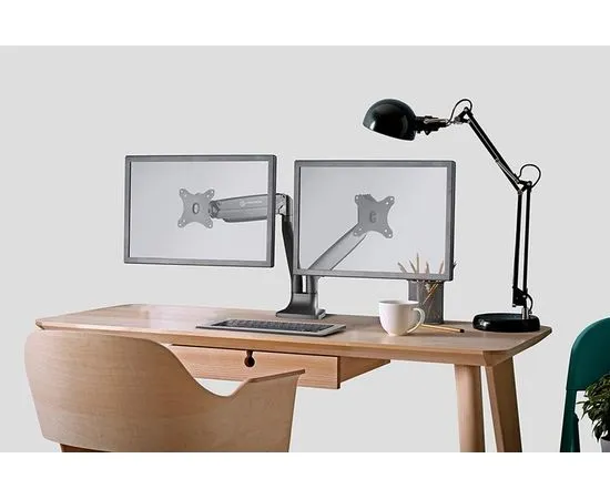 Настольное крепление для 2-х мониторов 13"-23" 4 ст. свободы, (ONKRON, G200) черный (4603728440613), фото 2