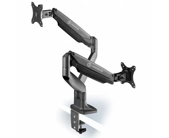 Настольное крепление для 2-х мониторов 13"-23" 4 ст. свободы, (ONKRON, G200) черный (4603728440613), фото 3