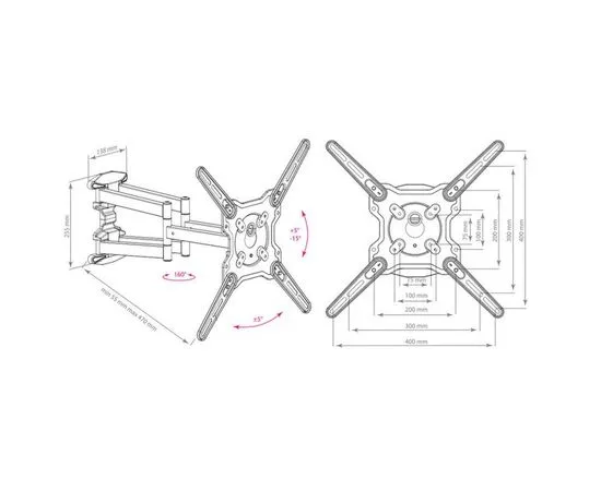 Кронштейн 22"-65" 3 ст. свободы, (Kromax, OPTIMA-407) серый, фото 3