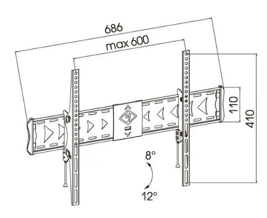 Кронштейн 32"-90" 1 ст. свободы, (Kromax, FLAT-2) черный, фото 2
