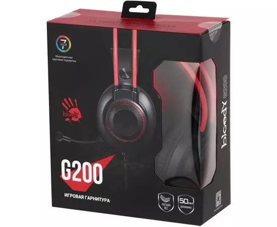 Наушники с микрофоном A4 Tech Bloody G200 черный/красный (G200 Black/Red), фото 4