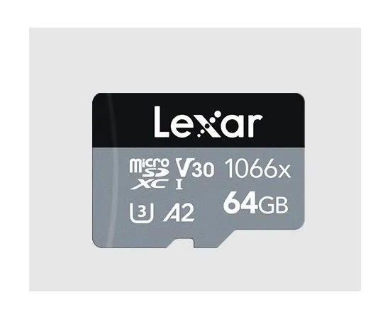 Карта памяти MicroSDXC 64Gb Class 10 UHS-I U3 + адаптер (LEXAR Professional 1066x) (LMS1066064G-BNANG)
