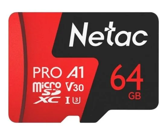 Карта памяти MicroSDXC 64Gb class 10 UHS-I U1 V30 без адаптера (Netac P500 Extreme Pro) (NT02P500PRO-064G-S)