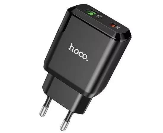 Зарядное устройство HOCO N5 Favor, USB A+C, PD (20W), QC3.0, черный (6931474738899)