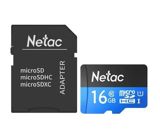 Карта памяти MicroSDHC 16Gb Class 10 UHS-I + адаптер (Netac P500 Standart) (NT02P500STN-016G-R)