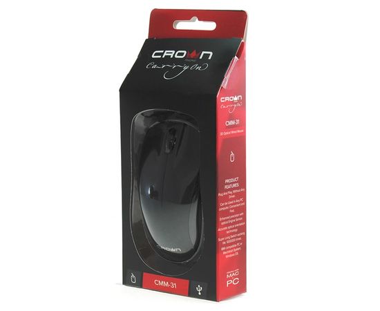 Мышь Crown CMM-31 USB, черный, фото 6