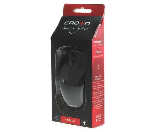 Мышь Crown CMM-31 USB, черный, фото 6