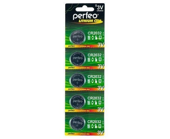 Батарейка CR2032 Perfeo (для материнских плат) - упаковка 5 шт., цена за 1 шт. (PF СR2032/5BL)