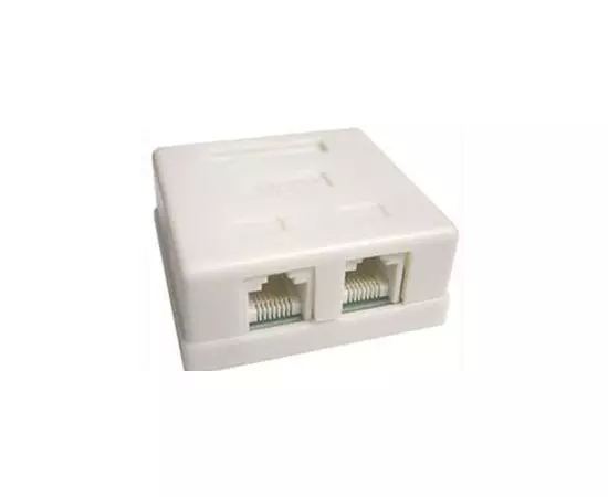 Розетка настенная 2xRJ-45 (8P8C) Cat. 5e UTP, двойная (Gembird) (NA214)