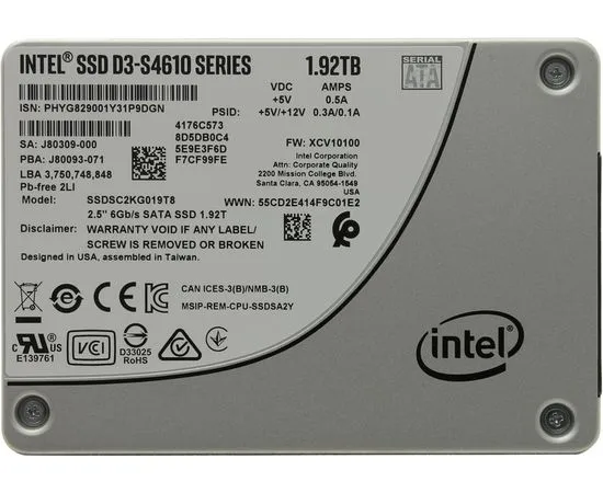 Накопитель SSD 1.9Tb Intel D3-S4610 (SSDSC2KG019T801)