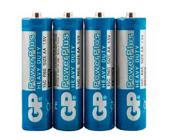 Батарейка (размер AA, R6) GP R6/4SH PowerPlus - упаковка 4 шт, цена за 4шт (GP 15CEBRA-2S4)