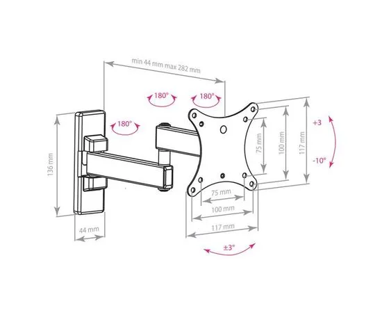 Кронштейн 10"-32" 2 ст. свободы, (Arm Media, MARS-2) черный (10181), фото 3