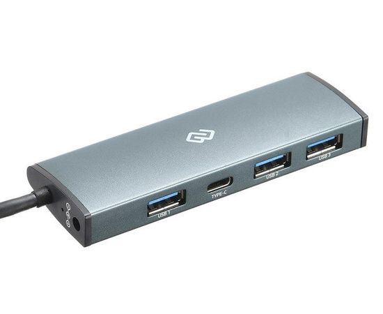 USB-разветвитель (хаб) USB Type-C -> USB3.0, 3 порта + Type-C, Digma, темно серый (HUB-3U3.0С-UC-G)