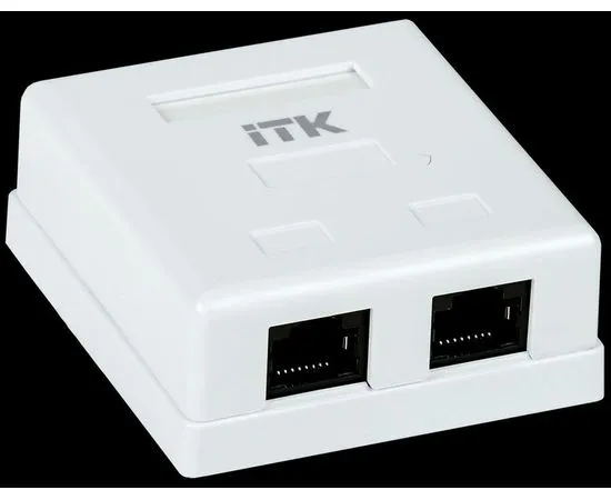 Розетка настенная 2xRJ-45 (8P8C) Cat. 5e UTP, двойная (ITK) (CS2-1C5EU-22)