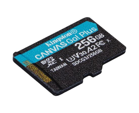 Карта памяти MicroSDXC 256Gb Class 10 UHS-I U3 V30 + без адаптера (Kingston Canvas Go Plus) (SDCG3/256GBSP)